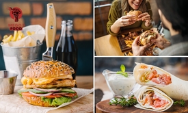 Wrap- of burgermenu voor afhaal + drankje + evt. cheesecake